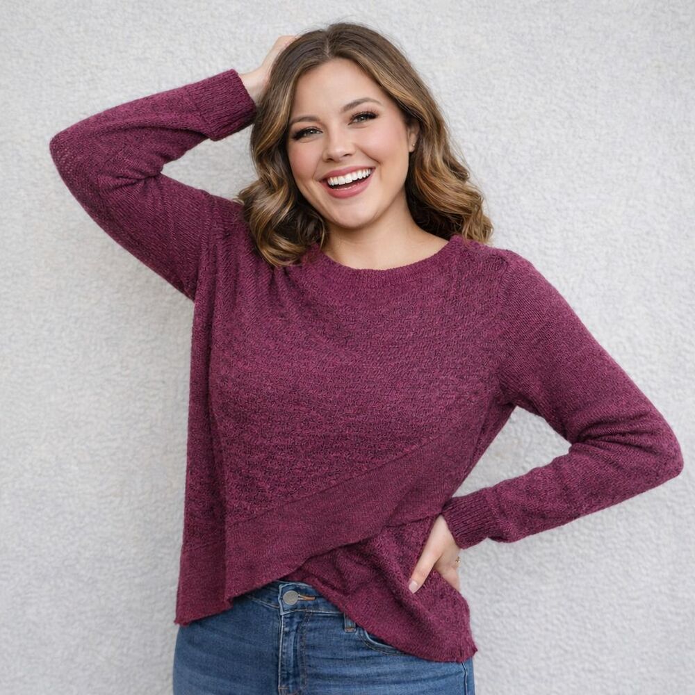 Free People Revolve Boho Wrap Sweater Small Linen Blend Asymmetrical Hem Knit